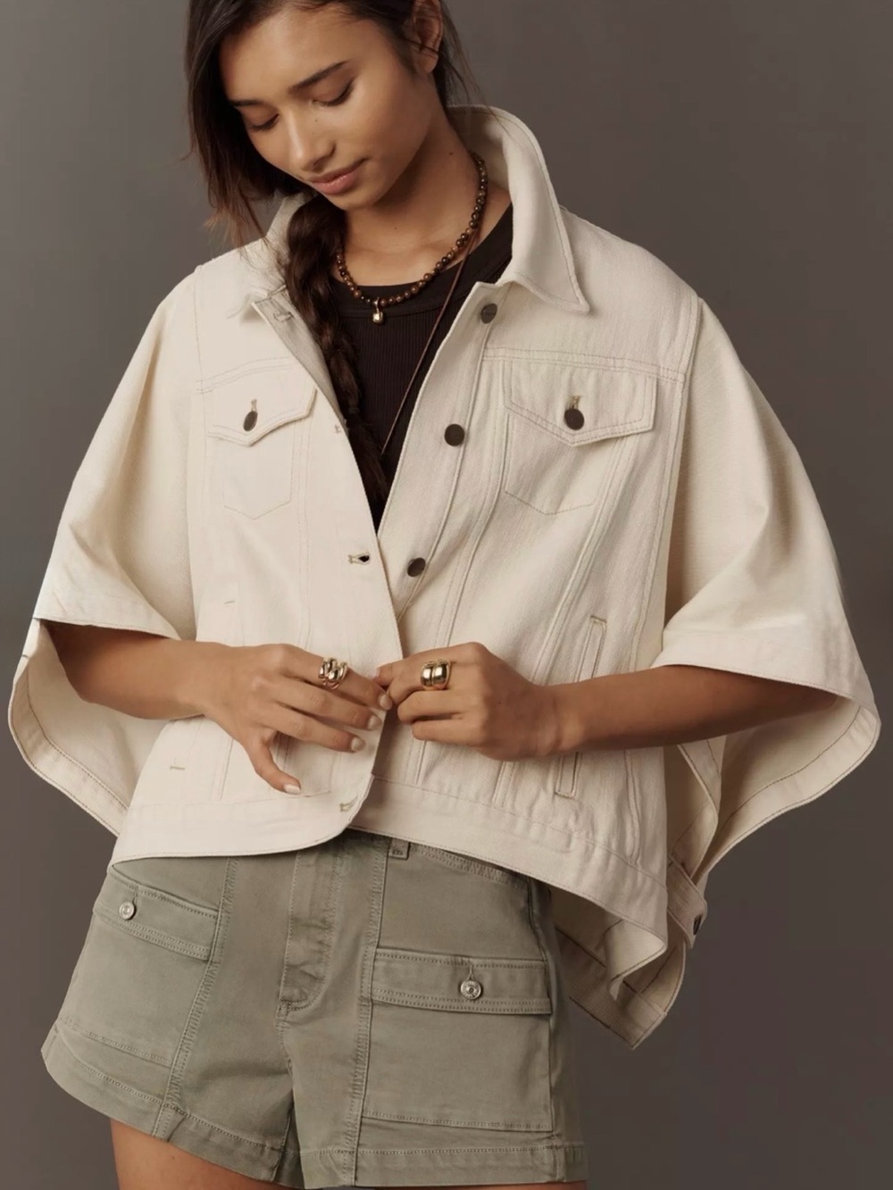 Anthropologie Pilcro Weston Cape Denim Boyfriend Jacket Sz S/M NWOT - Picture 6 of 8